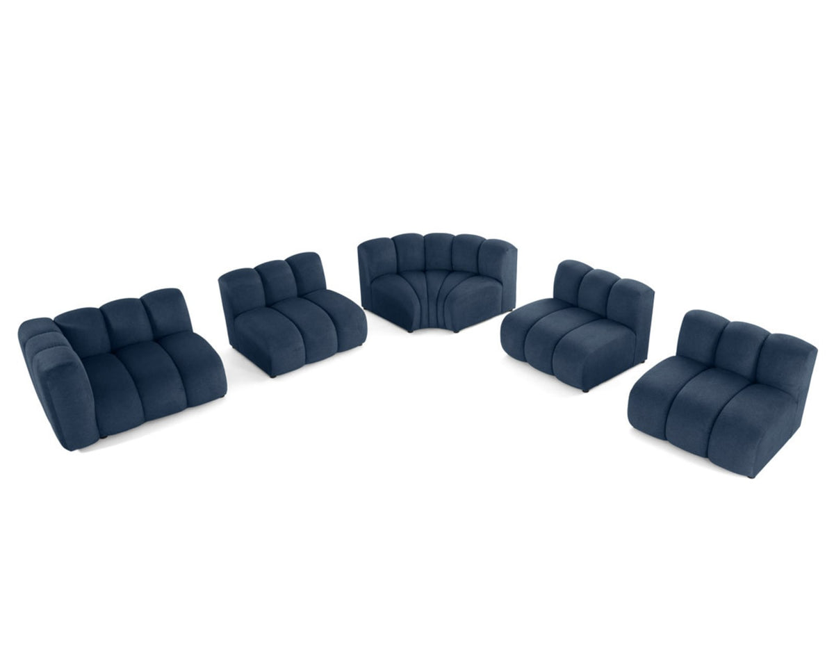 Canapé CLOUD modulable d'angle droit 5 places en tissu texturé bleu - DEBBIE