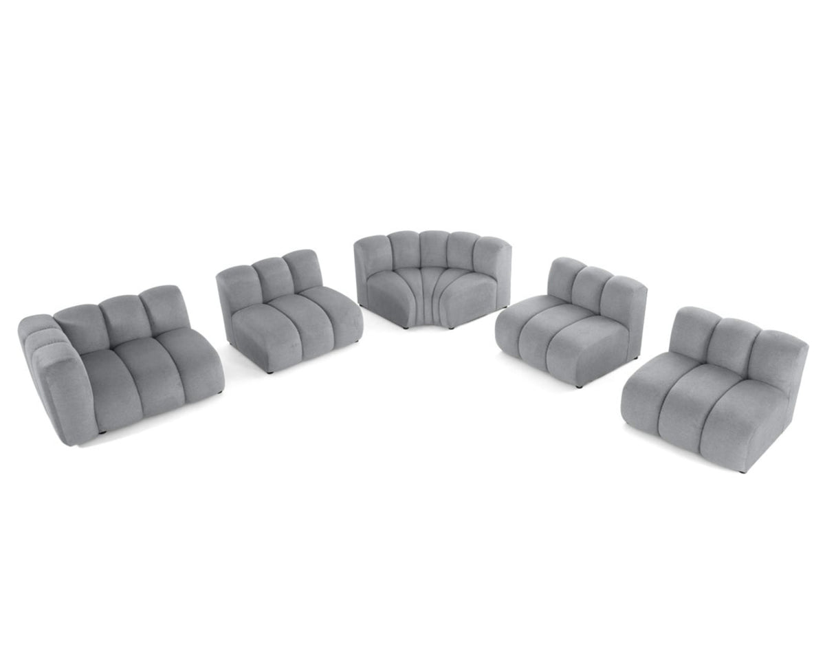 Canapé CLOUD modulable d'angle droit 5 places en tissu texturé gris - DEBBIE