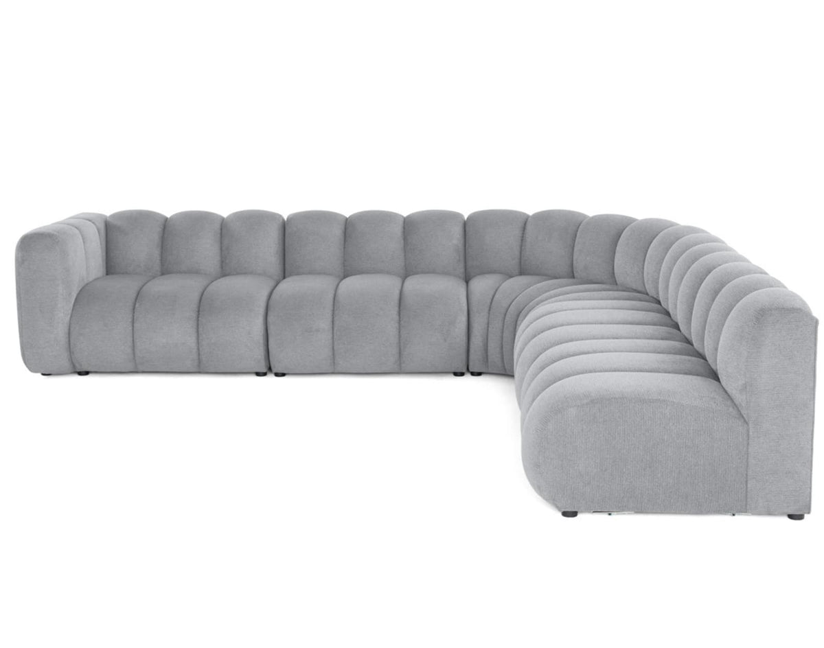 Canapé CLOUD modulable d'angle droit 5 places en tissu texturé gris - DEBBIE