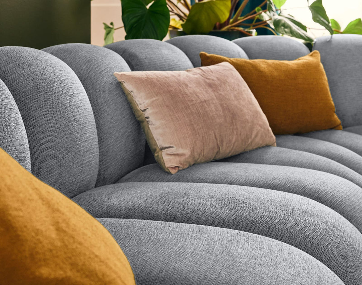 Canapé CLOUD modulable d'angle droit 5 places en tissu texturé gris - DEBBIE