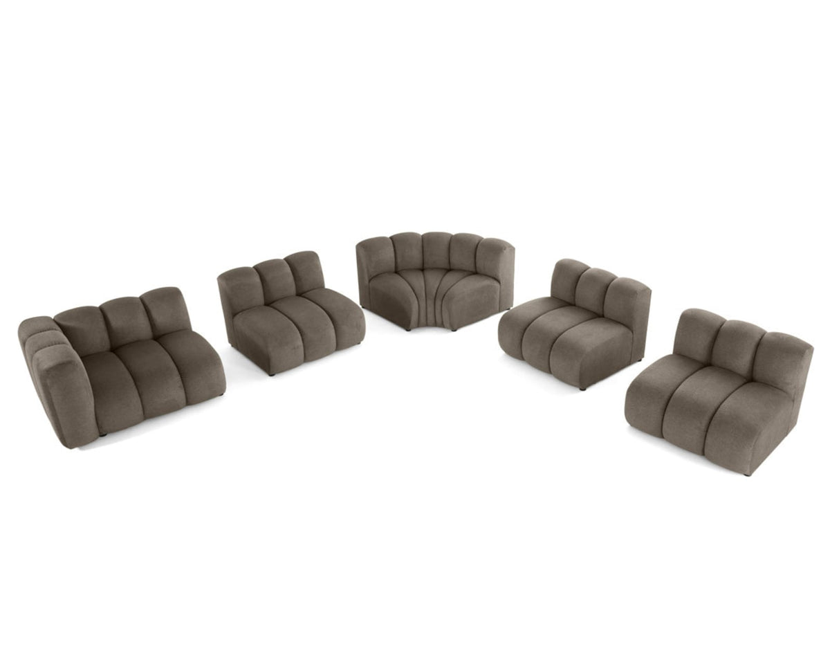 Canapé CLOUD modulable d'angle droit 5 places en tissu texturé taupe - DEBBIE
