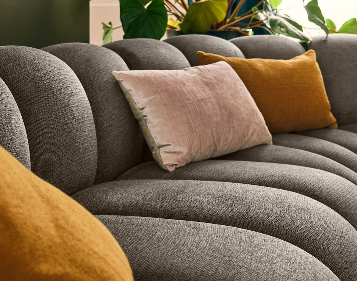 Canapé CLOUD modulable d'angle droit 5 places en tissu texturé taupe - DEBBIE