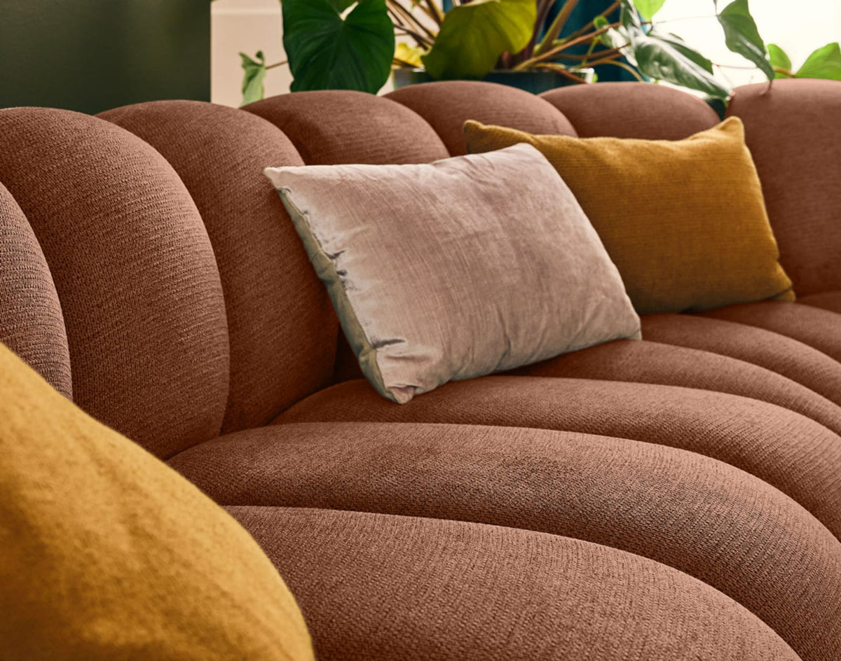 Canapé CLOUD modulable d'angle droit 5 places en tissu texturé terracotta - DEBBIE