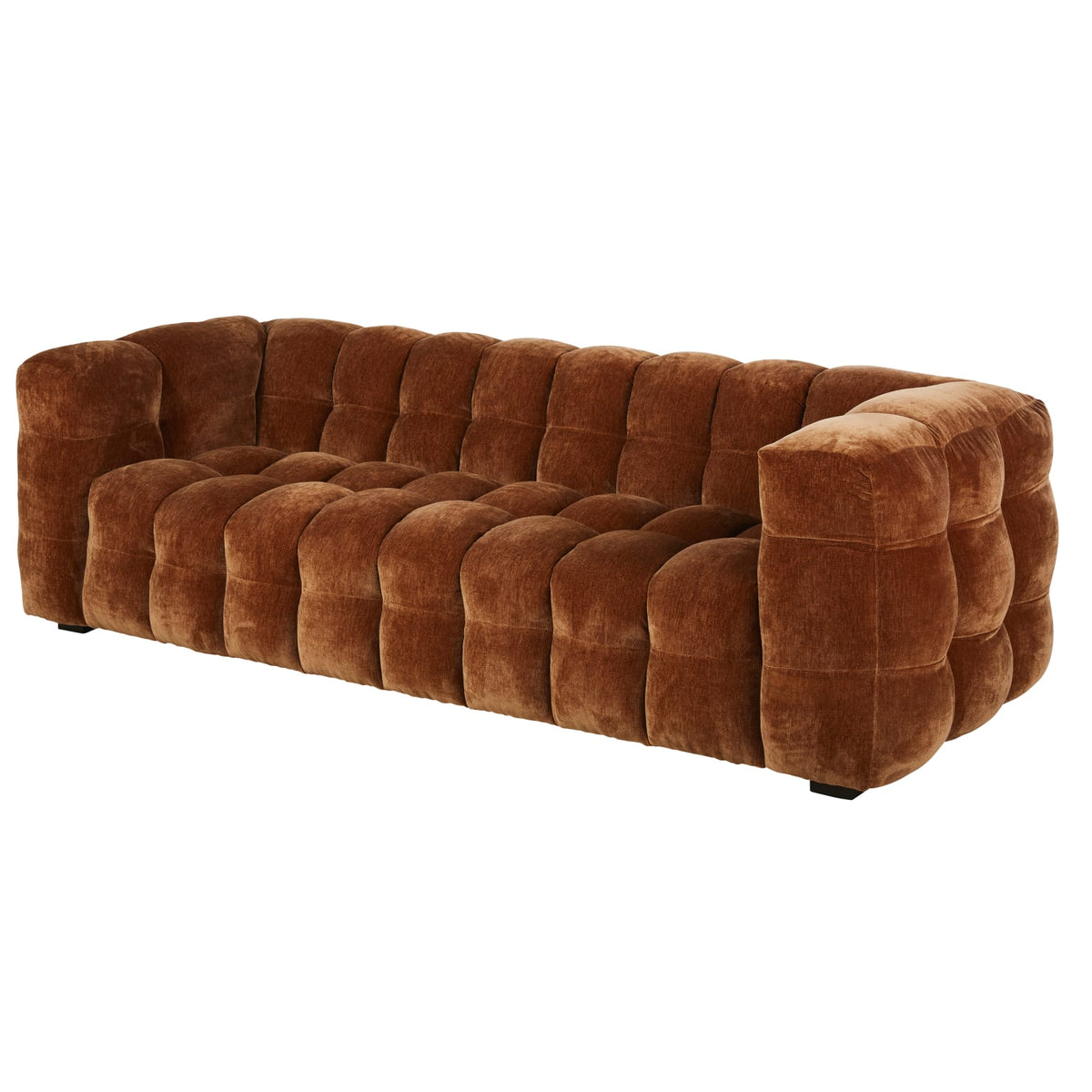 Canapé CLOUD 3/4 places en velours cognac effet vieilli - LILO