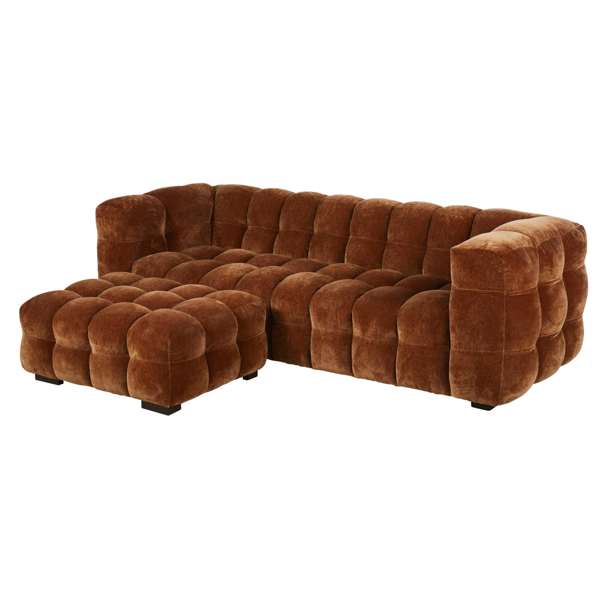 Canapé CLOUD 3/4 places en velours cognac effet vieilli - LILO