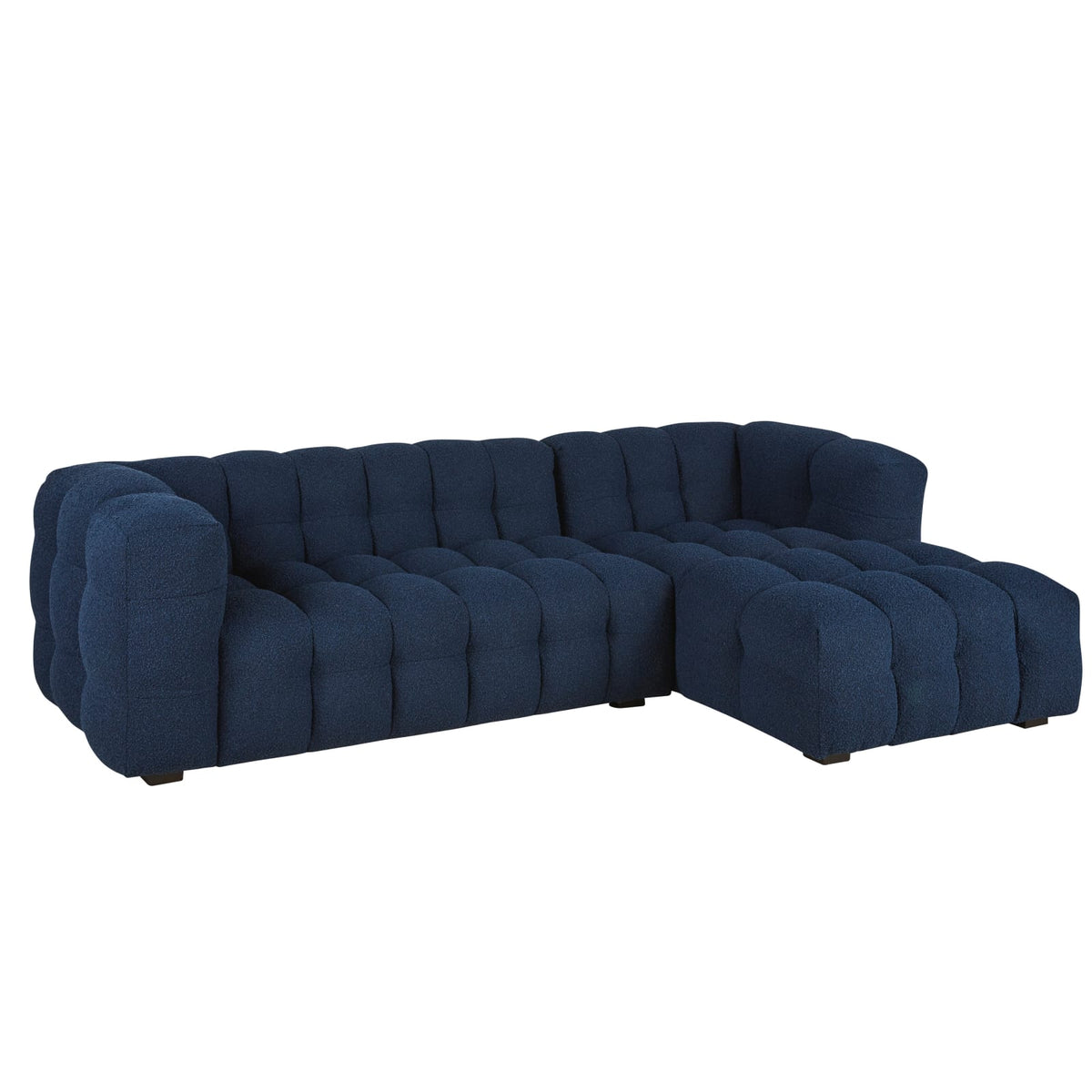 Canapé CLOUD d'angle droit 4/5 places en bouclette bleu nuit - LILO