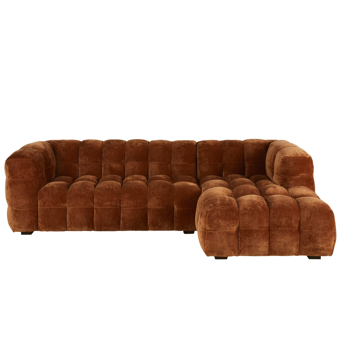 Canapé CLOUD d'angle droit 4/5 places en velours bronze effet vieilli - LILO