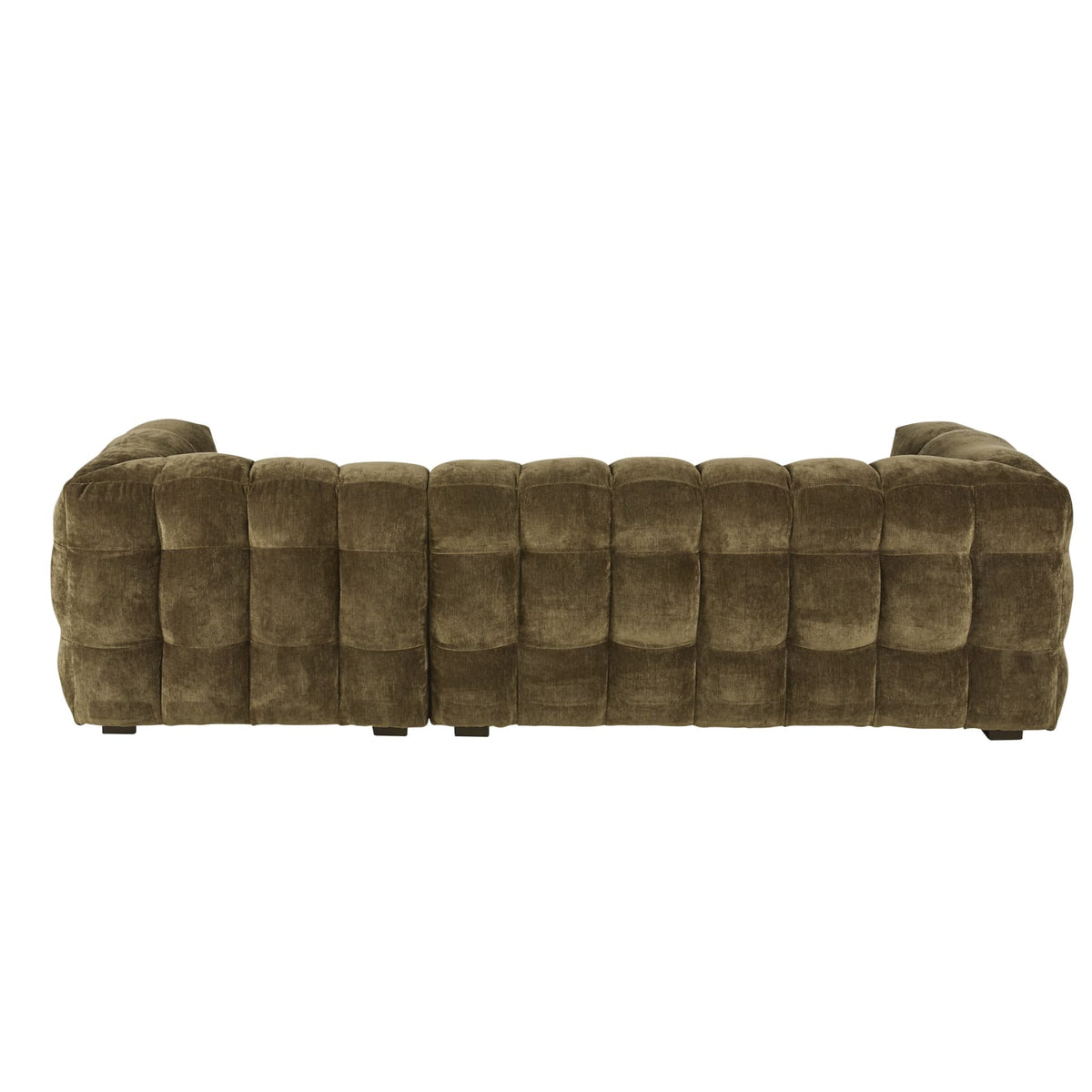 Canapé CLOUD d'angle droit 4/5 places en velours vert kaki effet vieilli - LILO