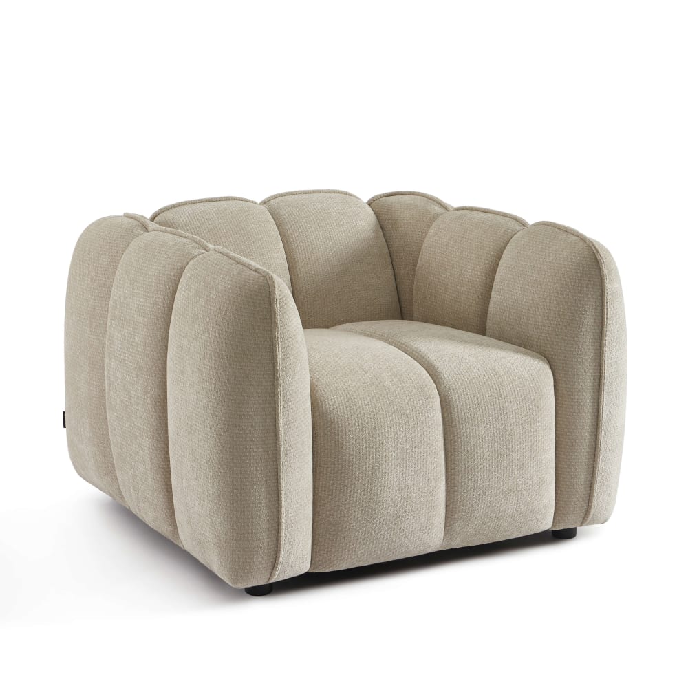 Fauteuil CLOUD 1 place en tissu chenille beige - MATILDA