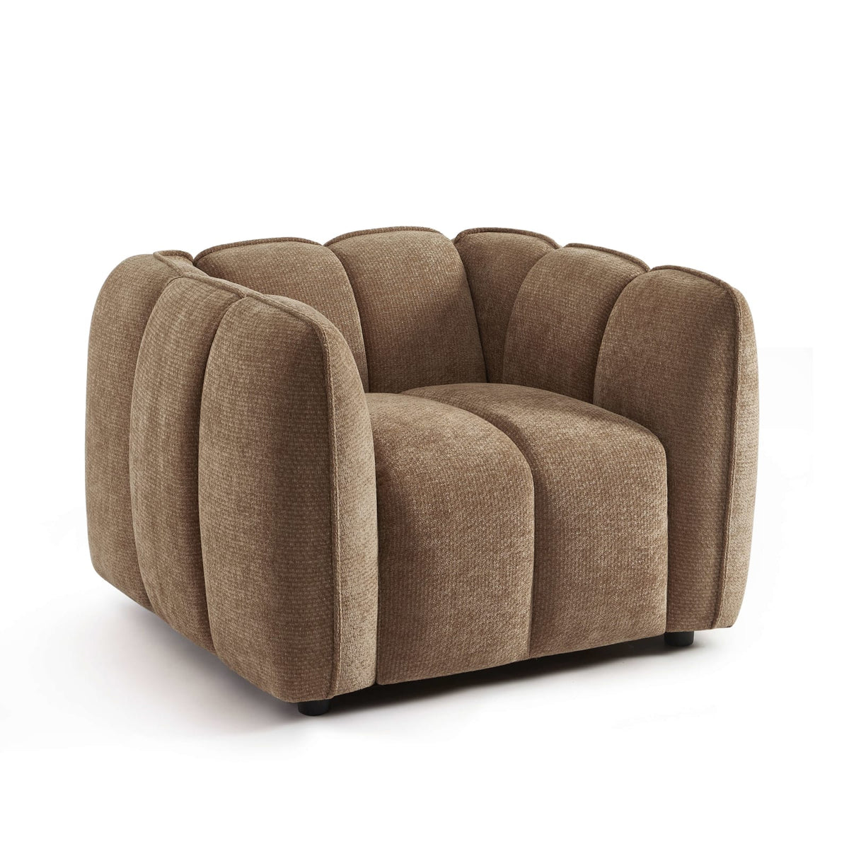 Fauteuil CLOUD 1 place en tissu chenille marron - MATILDA
