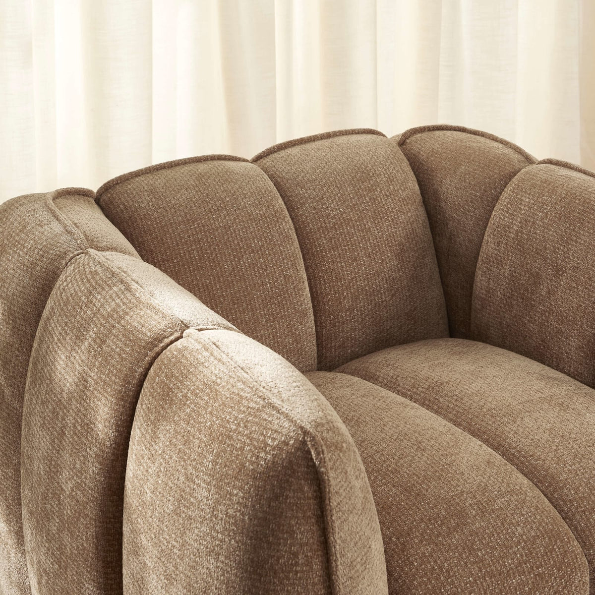 Fauteuil CLOUD 1 place en tissu chenille marron - MATILDA