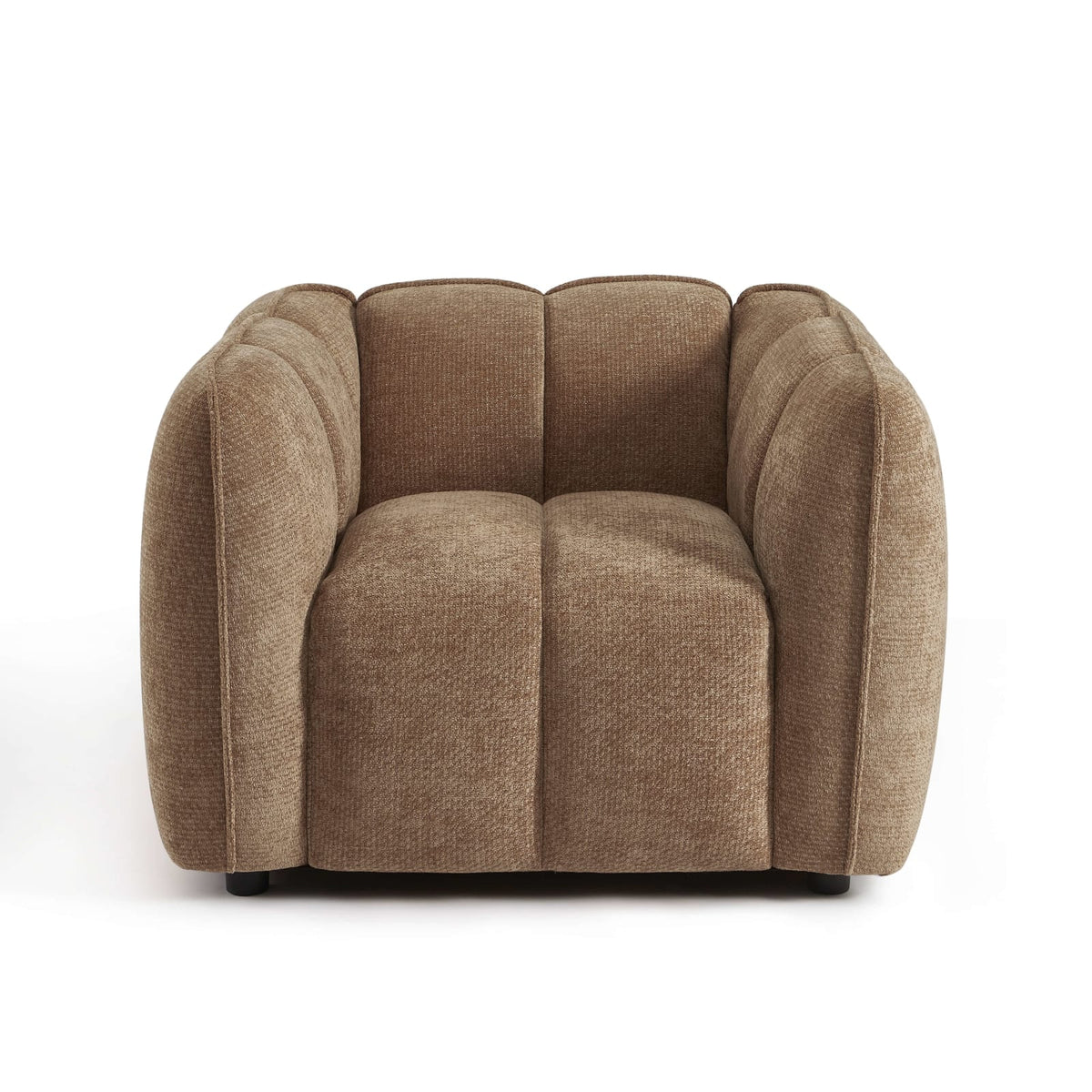 Fauteuil CLOUD 1 place en tissu chenille marron - MATILDA