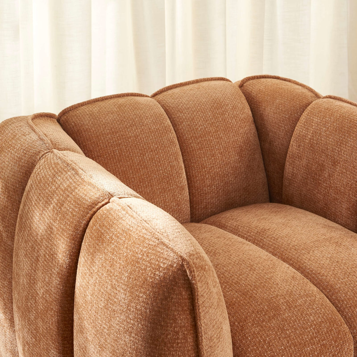 Fauteuil CLOUD 1 place en tissu chenille terracotta - MATILDA