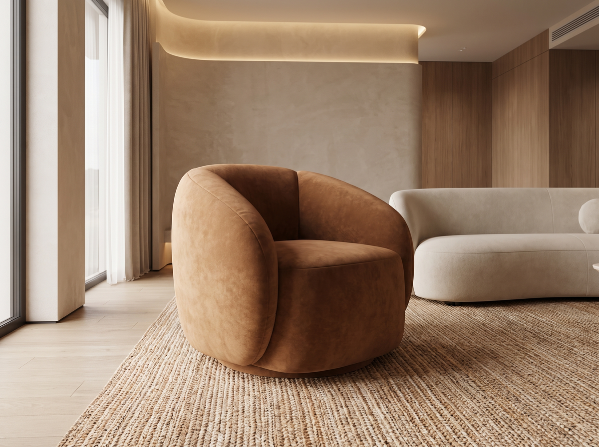 Fauteuil CLOUD pivotant marron cannelle - BUN