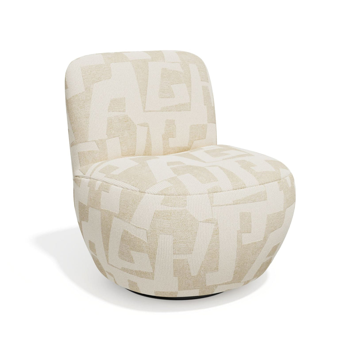 Fauteuil CLOUD pivotant en tissu texturé à motif écru - JENA