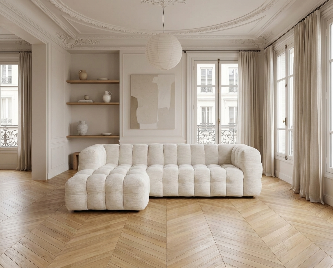 Canapé CLOUD d'angle gauche 4/5 places beige sable - LILO