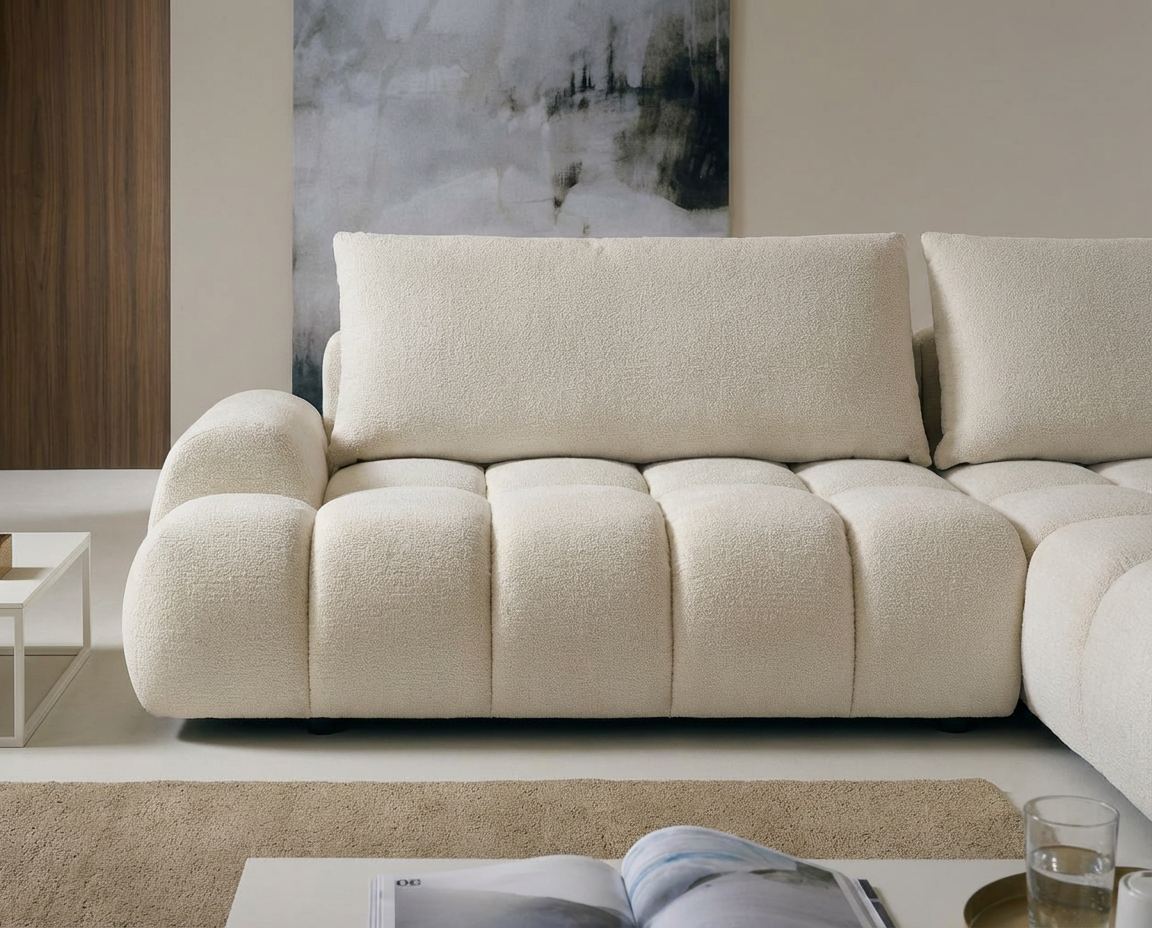 Canapé CLOUD d'angle gauche convertible beige - FARNETA