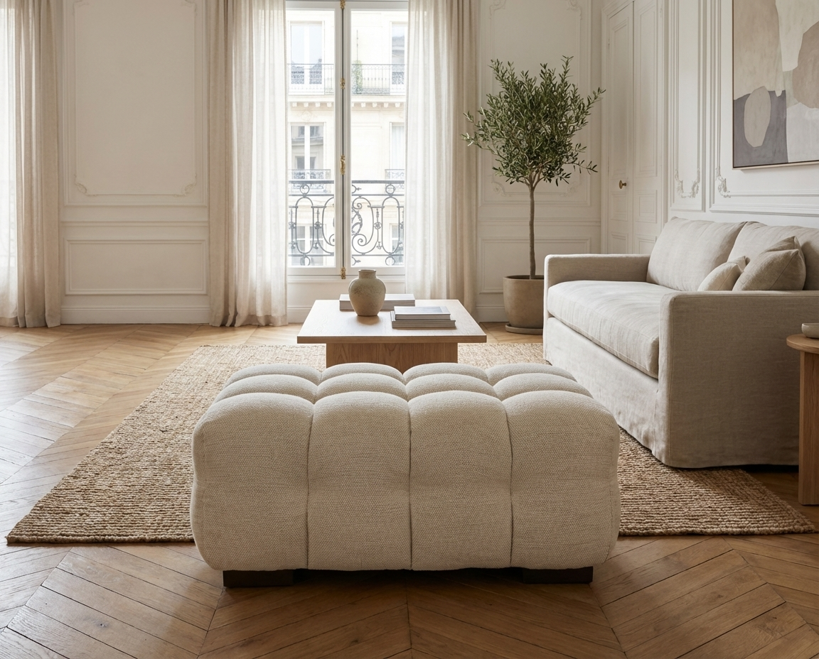 Pouf CLOUD Carré beige sable - LILO