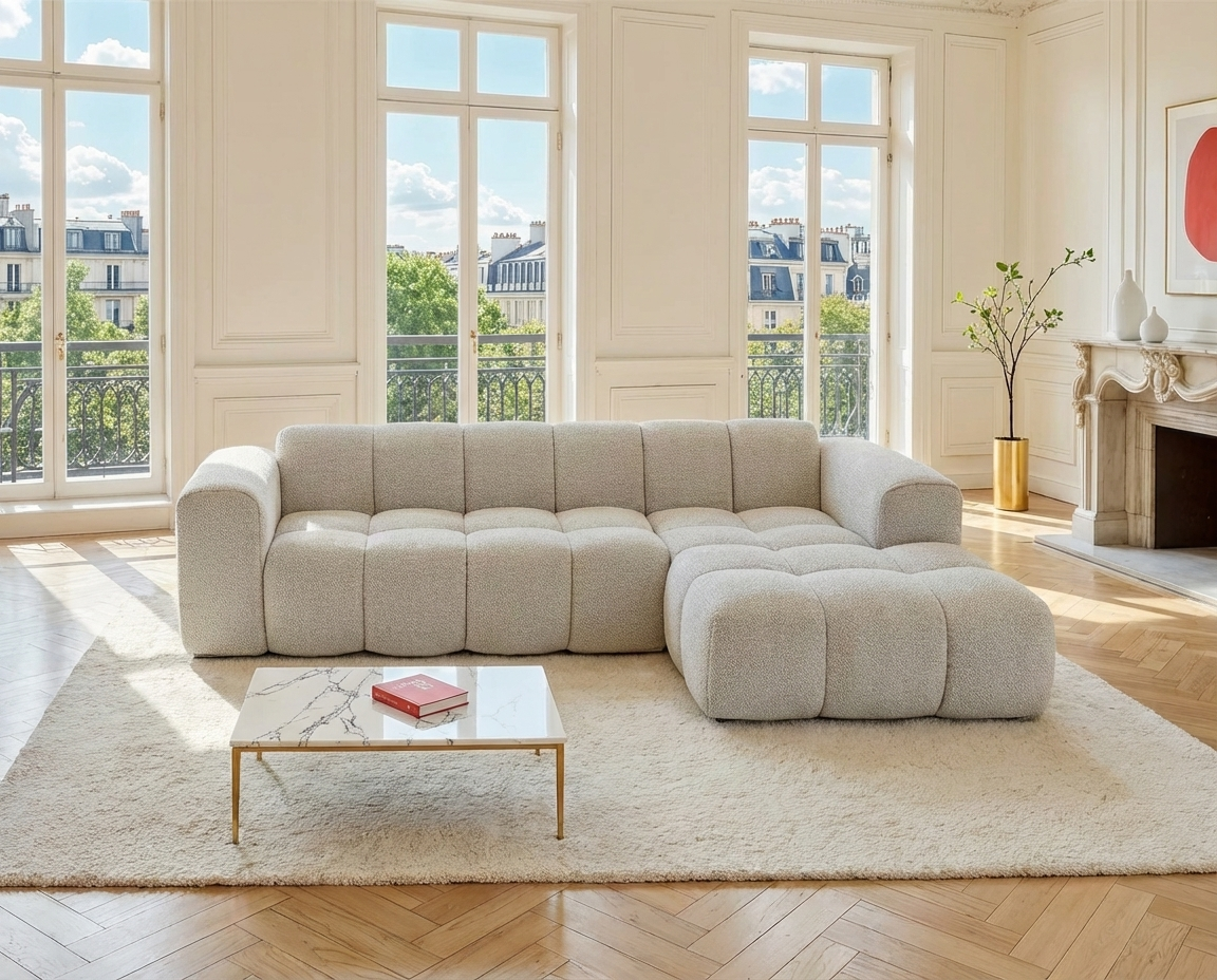 Canapé CLOUD d'angle droit beige - CALESO