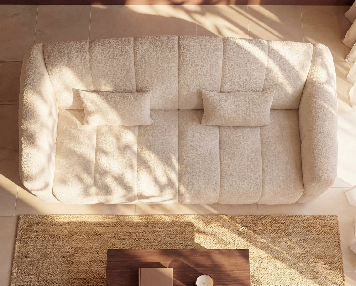 Canapé CLOUD convertible en bouclette beige - RETUNA