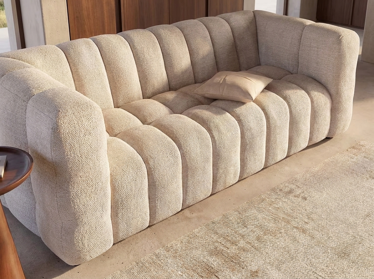 Canapé CLOUD Capitonné à 3 places beige sable - LILO