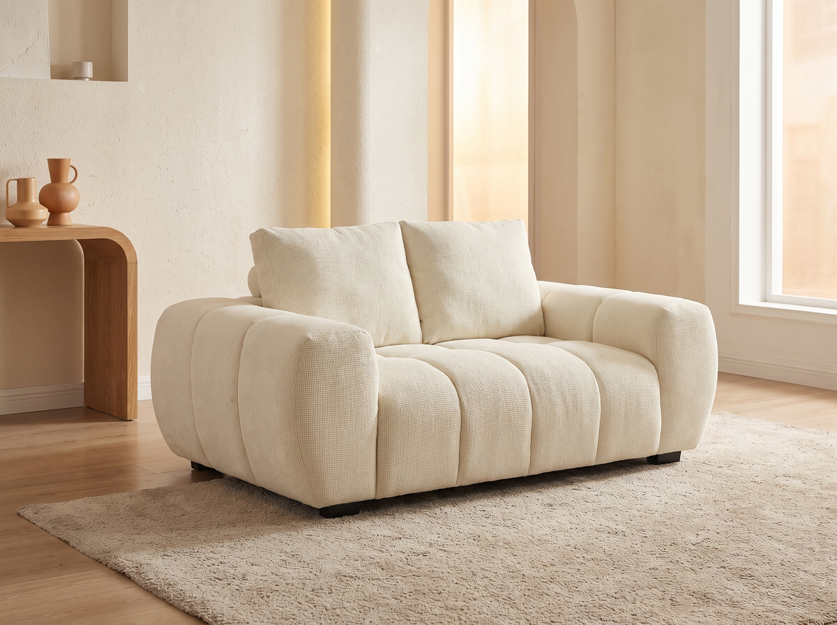 Petit Canapé CLOUD 2 places en tissu beige - BERENIA