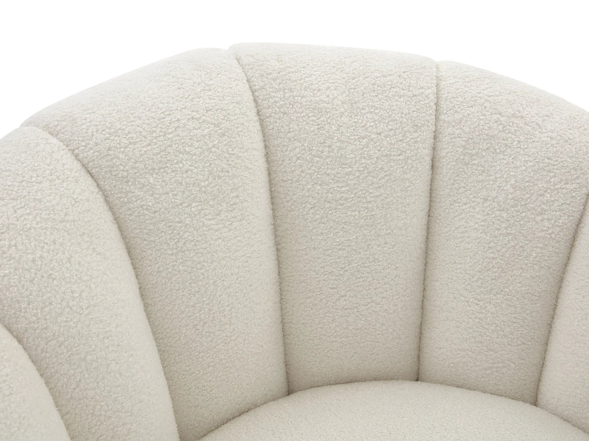 Fauteuil coquillage CLOUD pivotant en tissu bouclette blanc - COSSATO