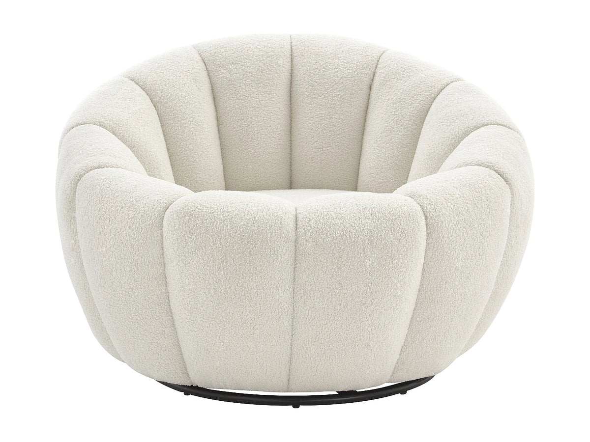 Fauteuil coquillage CLOUD pivotant en tissu bouclette blanc - COSSATO