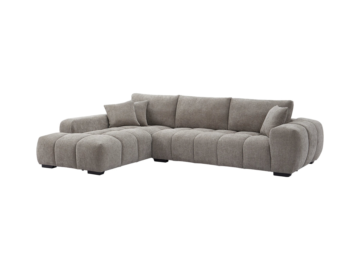 Canapé CLOUD d'angle gauche en tissu texturé gris - BERENIA