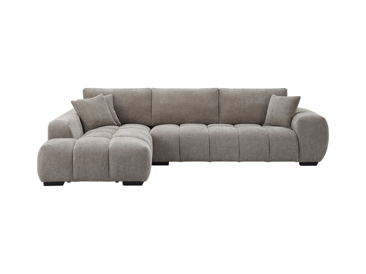 Canapé CLOUD d'angle gauche en tissu texturé gris - BERENIA