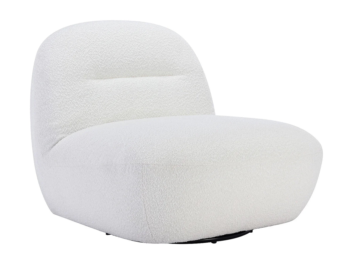 Fauteuil CLOUD pivotant en tissu bouclette blanc - POZETI