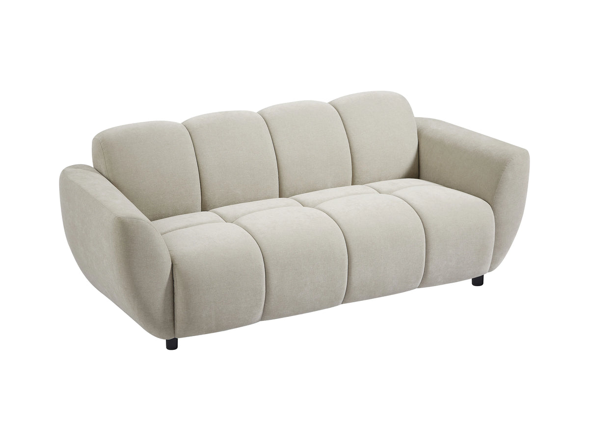 Canapé CLOUD 3 places en tissu beige effet matelassé - JULORI