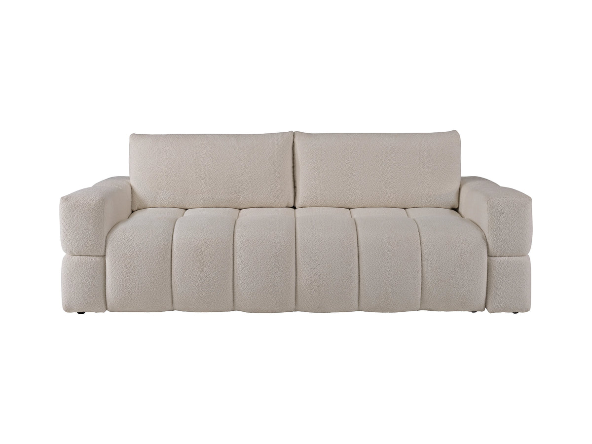 Canapé CLOUD 3 places convertible en tissu bouclette beige - ISSORO