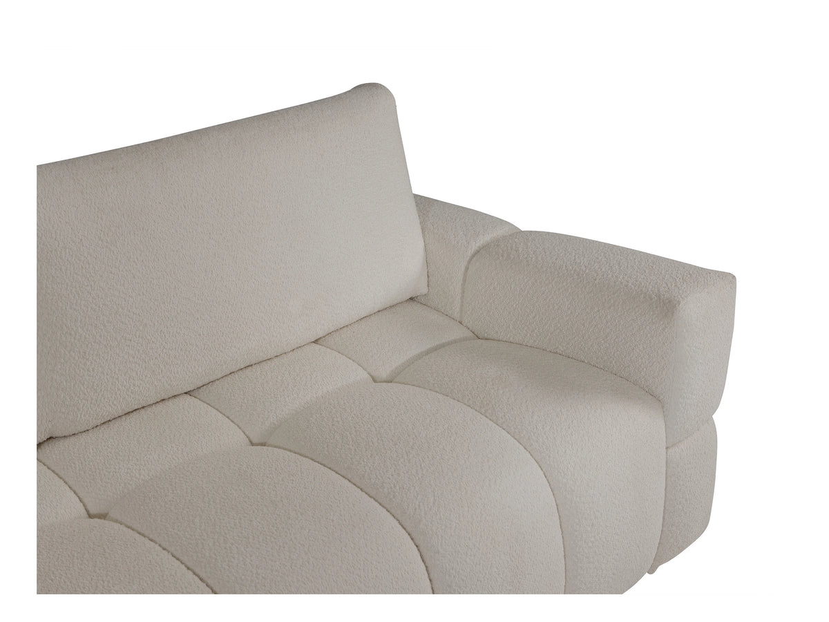 Canapé CLOUD 3 places convertible en tissu bouclette beige - ISSORO