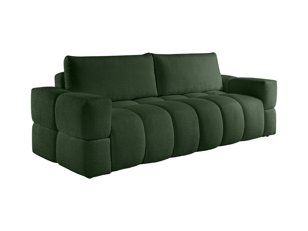 Canapé CLOUD 3 places convertible en tissu bouclette vert - ISSORO