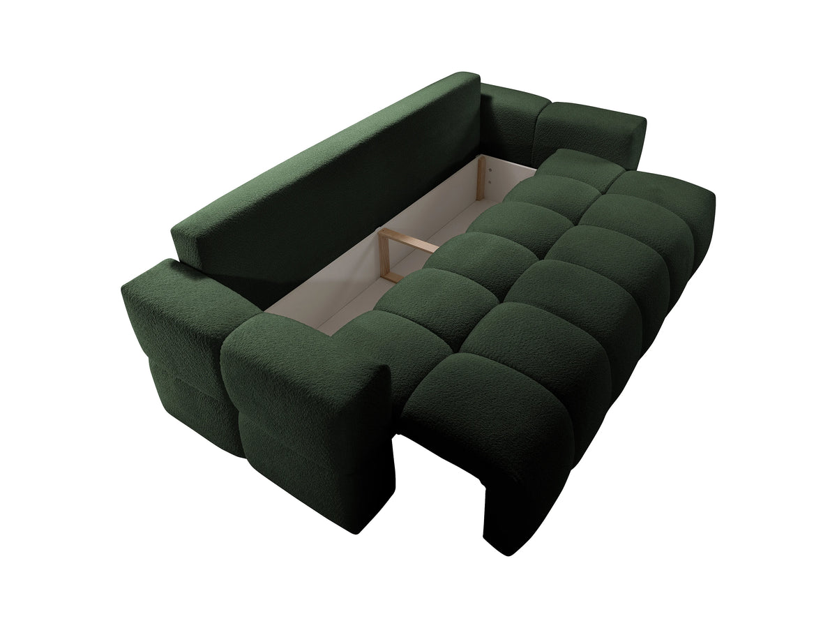 Canapé CLOUD 3 places convertible en tissu bouclette vert - ISSORO