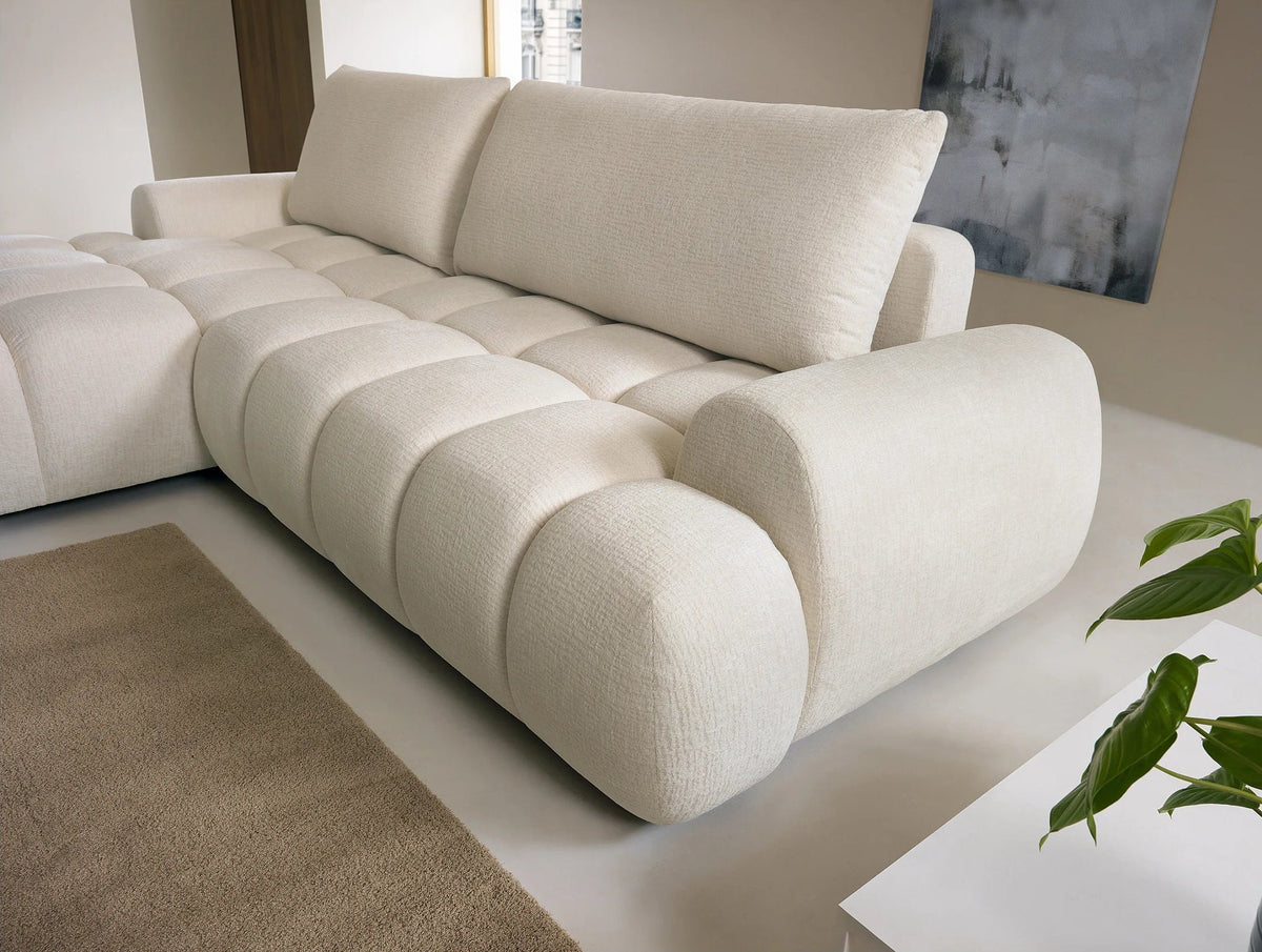 Canapé CLOUD d'angle gauche convertible beige - FARNETA