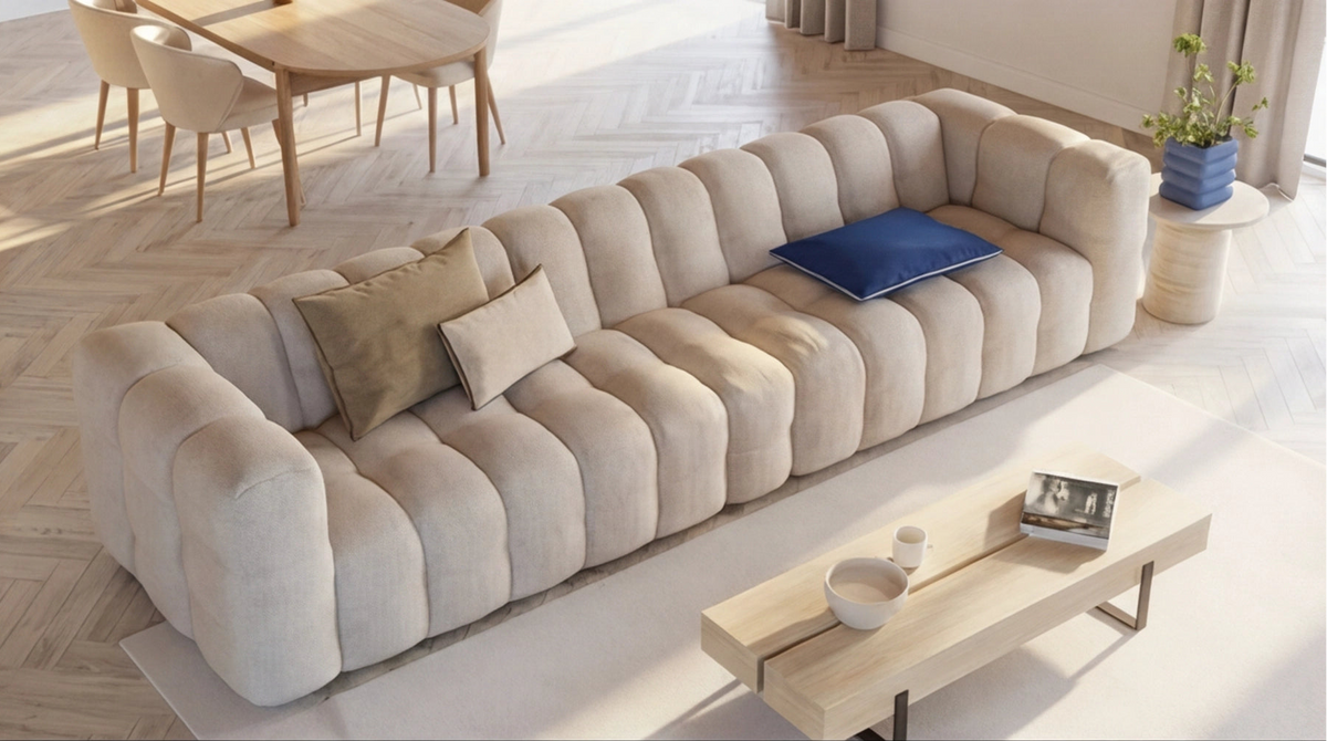 Canapé CLOUD Capitonné à 6/7 places beige sable - LILO