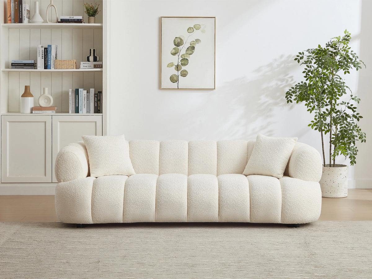 Canapé CLOUD 3 places en tissu bouclette blanc cassé - COLIANI