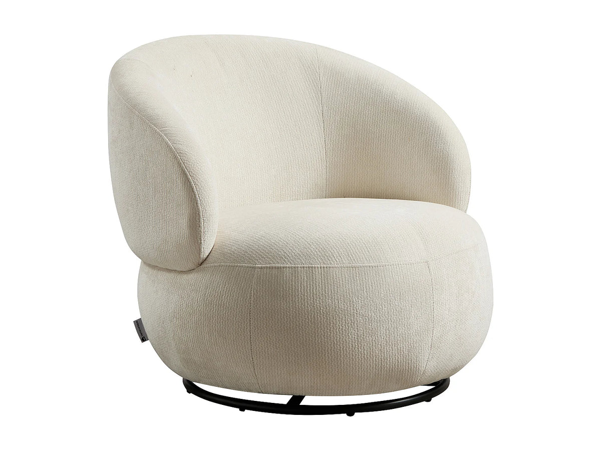Fauteuil CLOUD rotatif en tissu texturé beige - LACAZO