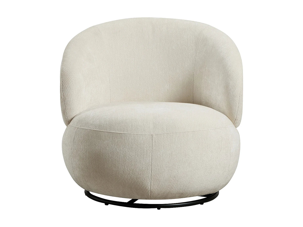 Fauteuil CLOUD rotatif en tissu texturé beige - LACAZO
