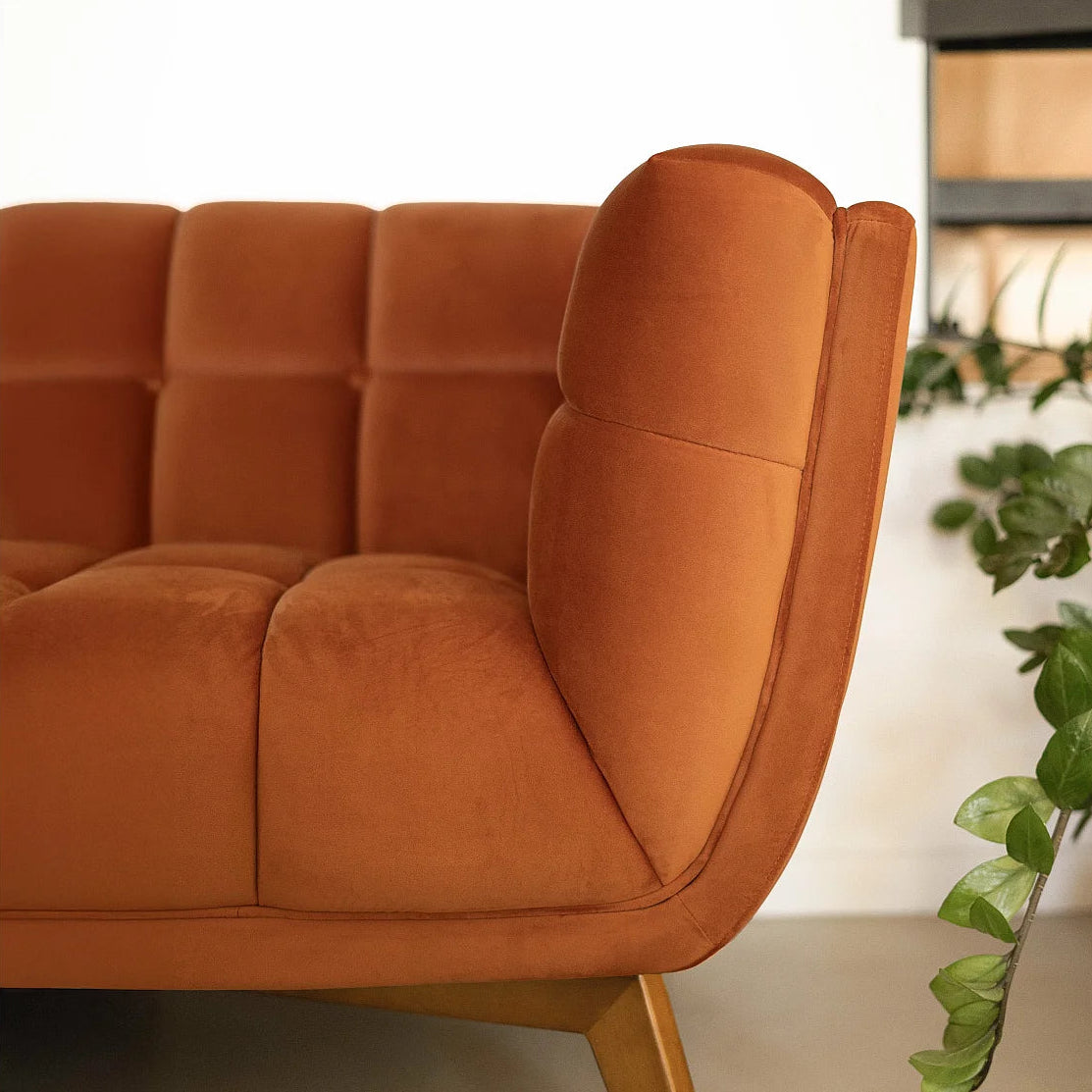 Canapé CLOUD vintage en velours terracotta - MONA
