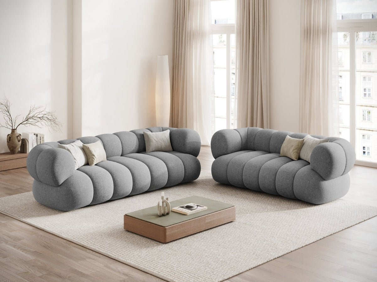 Canapé CLOUD 2 places en chenille gris clair - KOGE