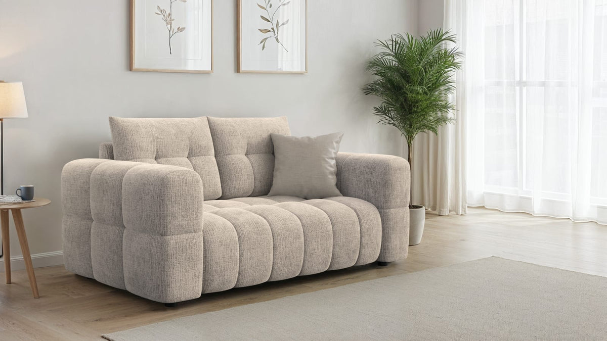 Canapé CLOUD 2 places en tissu chenille beige - CLOUDI