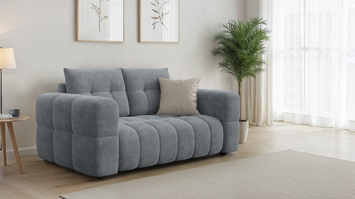 Canapé CLOUD 2 places en tissu chenille gris foncé - CLOUDI