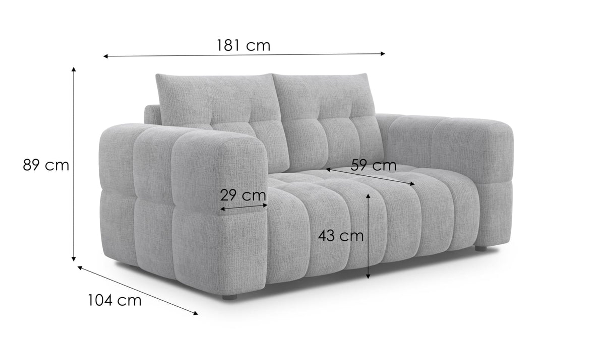 Canapé CLOUD 2 places en tissu chenille gris foncé - CLOUDI