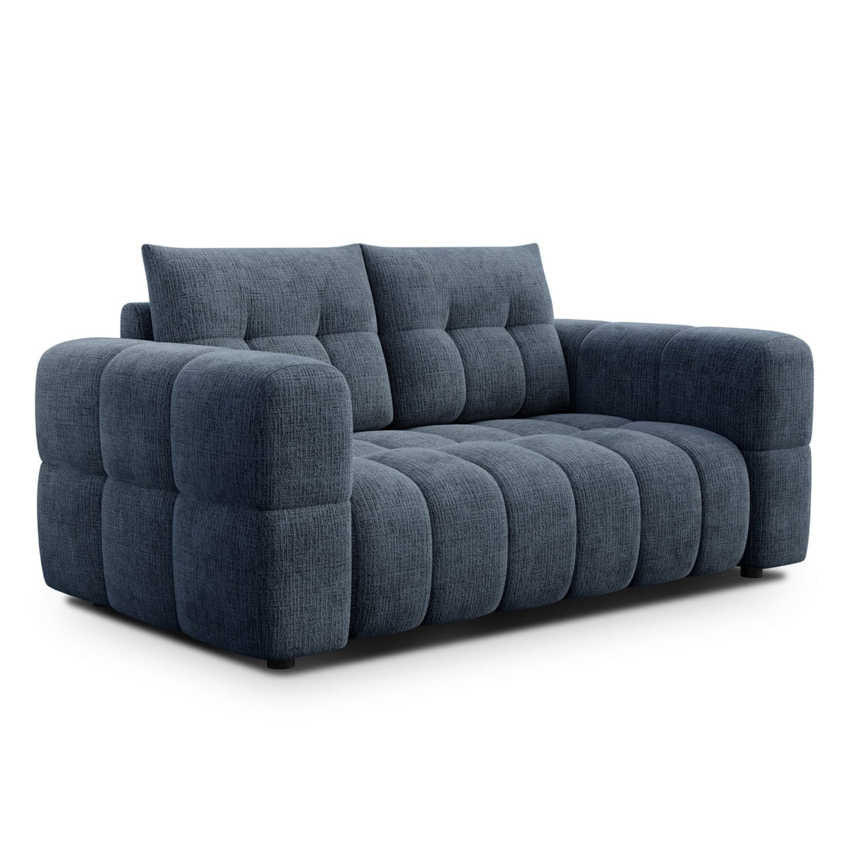 Canapé CLOUD 2 places en tissu chenille bleu marine - CLOUDI