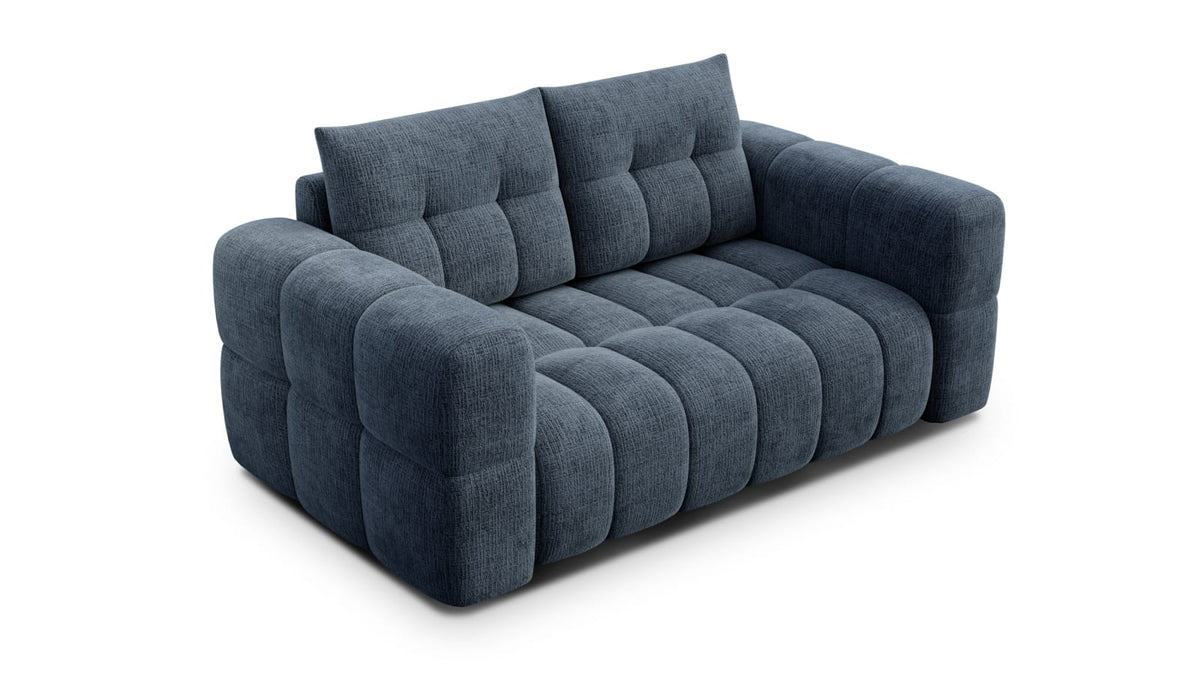 Canapé CLOUD 2 places en tissu chenille bleu marine - CLOUDI