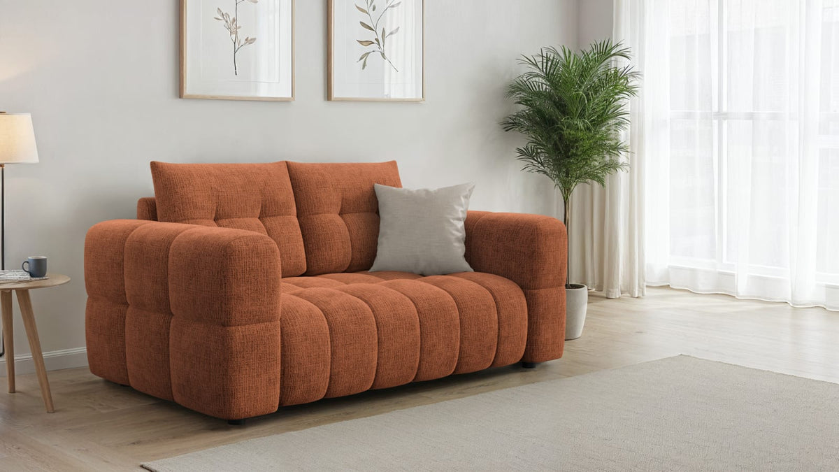 Canapé CLOUD 2 places en tissu chenille orange - CLOUDI