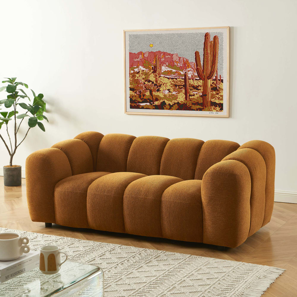 Canapé CLOUD 2 places en tissu tweed bronze - SUNNY